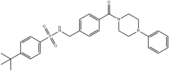 4-tert-butyl-N-{4-[(4-phenyl-1-piperazinyl)carbonyl]benzyl}benzenesulfonamide Structure