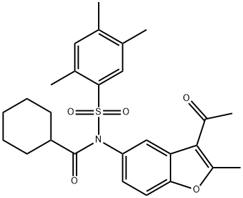 691370-10-2 N-(3-acetyl-2-methyl-1-benzofuran-5-yl)-N-(cyclohexylcarbonyl)-2,4,5-trimethylbenzenesulfonamide