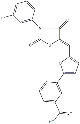 3-(5-{[3-(3-fluorophenyl)-4-oxo-2-thioxo-1,3-thiazolidin-5-ylidene]methyl}-2-furyl)benzoic acid|