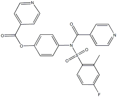 4-[[(4-fluoro-2-methylphenyl)sulfonyl](isonicotinoyl)amino]phenyl isonicotinate Structure