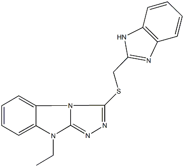 1H-benzimidazol-2-ylmethyl 9-ethyl-9H-[1,2,4]triazolo[4,3-a]benzimidazol-3-yl sulfide Struktur