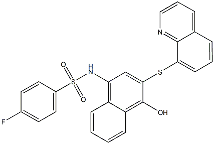708230-07-3 4-fluoro-N-[4-hydroxy-3-(8-quinolinylsulfanyl)-1-naphthyl]benzenesulfonamide