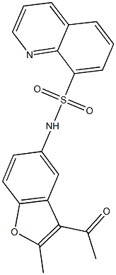 N-(3-acetyl-2-methyl-1-benzofuran-5-yl)-8-quinolinesulfonamide Struktur