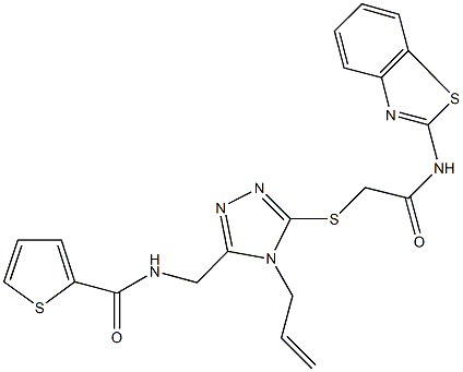 N-[(4-allyl-5-{[2-(1,3-benzothiazol-2-ylamino)-2-oxoethyl]sulfanyl}-4H-1,2,4-triazol-3-yl)methyl]-2-thiophenecarboxamide Structure
