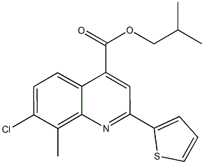 isobutyl 7-chloro-8-methyl-2-(2-thienyl)-4-quinolinecarboxylate Struktur