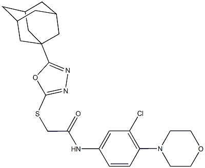 2-{[5-(1-adamantyl)-1,3,4-oxadiazol-2-yl]sulfanyl}-N-[3-chloro-4-(4-morpholinyl)phenyl]acetamide Structure