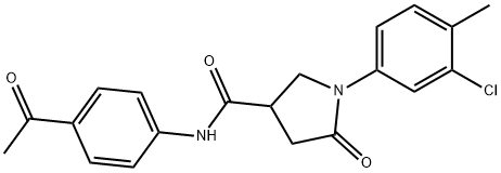 N-(4-acetylphenyl)-1-(3-chloro-4-methylphenyl)-5-oxo-3-pyrrolidinecarboxamide Struktur
