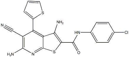 3,6-diamino-N-(4-chlorophenyl)-5-cyano-4-(2-thienyl)thieno[2,3-b]pyridine-2-carboxamide Structure