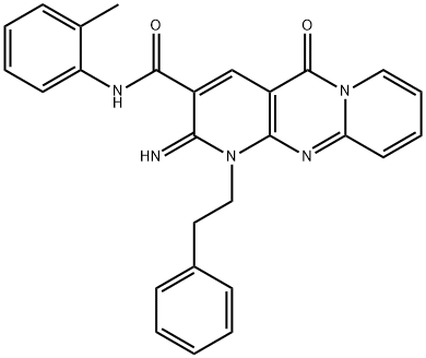 2-imino-N-(2-methylphenyl)-5-oxo-1-(2-phenylethyl)-1,5-dihydro-2H-dipyrido[1,2-a:2,3-d]pyrimidine-3-carboxamide Struktur