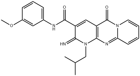 2-imino-1-isobutyl-N-(3-methoxyphenyl)-5-oxo-1,5-dihydro-2H-dipyrido[1,2-a:2,3-d]pyrimidine-3-carboxamide Struktur