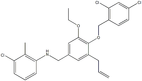 N-{3-allyl-4-[(2,4-dichlorobenzyl)oxy]-5-ethoxybenzyl}-N-(3-chloro-2-methylphenyl)amine Structure