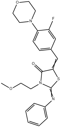 5-[3-fluoro-4-(4-morpholinyl)benzylidene]-3-(2-methoxyethyl)-2-(phenylimino)-1,3-thiazolidin-4-one Structure