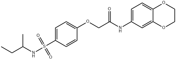 2-{4-[(sec-butylamino)sulfonyl]phenoxy}-N-(2,3-dihydro-1,4-benzodioxin-6-yl)acetamide Struktur