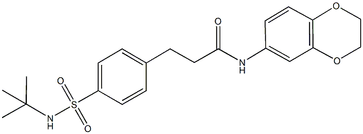 3-{4-[(tert-butylamino)sulfonyl]phenyl}-N-(2,3-dihydro-1,4-benzodioxin-6-yl)propanamide Struktur