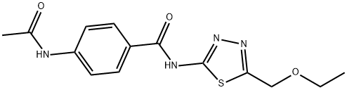 4-(acetylamino)-N-[5-(ethoxymethyl)-1,3,4-thiadiazol-2-yl]benzamide Struktur