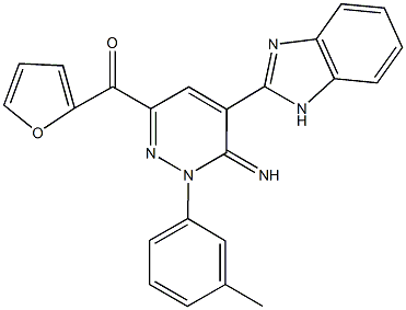 [5-(1H-benzimidazol-2-yl)-6-imino-1-(3-methylphenyl)-1,6-dihydro-3-pyridazinyl](2-furyl)methanone Structure