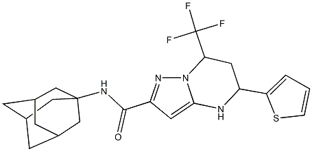 N-(1-adamantyl)-5-(2-thienyl)-7-(trifluoromethyl)-4,5,6,7-tetrahydropyrazolo[1,5-a]pyrimidine-2-carboxamide 化学構造式