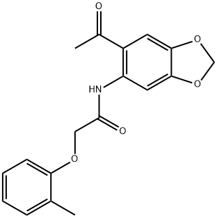 N-(6-acetyl-1,3-benzodioxol-5-yl)-2-(2-methylphenoxy)acetamide Struktur