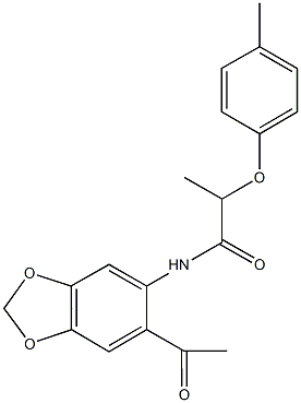 N-(6-acetyl-1,3-benzodioxol-5-yl)-2-(4-methylphenoxy)propanamide Struktur