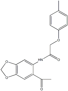 N-(6-acetyl-1,3-benzodioxol-5-yl)-2-(4-methylphenoxy)acetamide Struktur