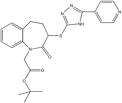 tert-butyl (2-oxo-3-{[5-(4-pyridinyl)-4H-1,2,4-triazol-3-yl]sulfanyl}-2,3,4,5-tetrahydro-1H-1-benzazepin-1-yl)acetate 结构式