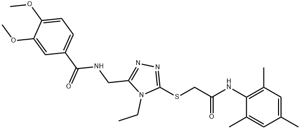 N-[(4-ethyl-5-{[2-(mesitylamino)-2-oxoethyl]sulfanyl}-4H-1,2,4-triazol-3-yl)methyl]-3,4-dimethoxybenzamide,723297-26-5,结构式