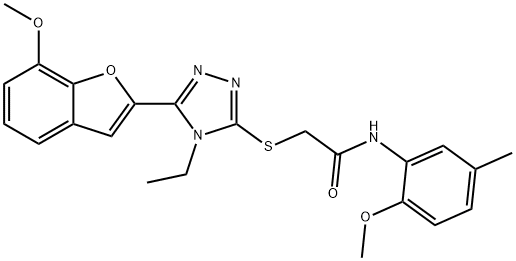 723297-49-2 2-{[4-ethyl-5-(7-methoxy-1-benzofuran-2-yl)-4H-1,2,4-triazol-3-yl]sulfanyl}-N-(2-methoxy-5-methylphenyl)acetamide