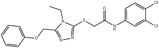 N-(3,4-dichlorophenyl)-2-{[4-ethyl-5-(phenoxymethyl)-4H-1,2,4-triazol-3-yl]sulfanyl}acetamide,723298-03-1,结构式