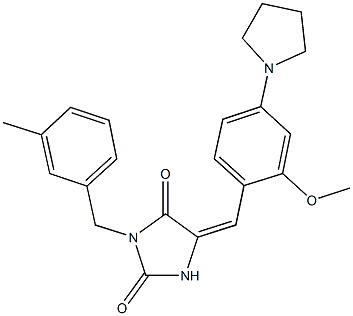5-[2-methoxy-4-(1-pyrrolidinyl)benzylidene]-3-(3-methylbenzyl)-2,4-imidazolidinedione Structure