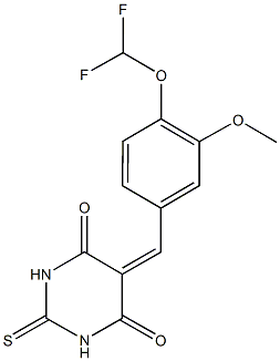 5-[4-(difluoromethoxy)-3-methoxybenzylidene]-2-thioxodihydro-4,6(1H,5H)-pyrimidinedione Structure