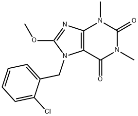 7-(2-chlorobenzyl)-8-methoxy-1,3-dimethyl-3,7-dihydro-1H-purine-2,6-dione,723738-51-0,结构式