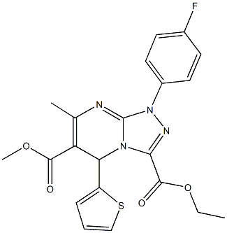 3-ethyl 6-methyl 1-(4-fluorophenyl)-7-methyl-5-(2-thienyl)-1,5-dihydro[1,2,4]triazolo[4,3-a]pyrimidine-3,6-dicarboxylate Struktur