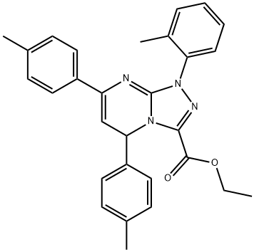ethyl 1-(2-methylphenyl)-5,7-bis(4-methylphenyl)-1,5-dihydro[1,2,4]triazolo[4,3-a]pyrimidine-3-carboxylate Struktur