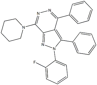 2-(2-fluorophenyl)-3,4-diphenyl-7-(1-piperidinyl)-2H-pyrazolo[3,4-d]pyridazine 化学構造式