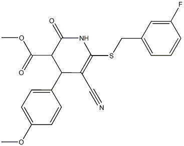 methyl 5-cyano-6-[(3-fluorobenzyl)sulfanyl]-4-(4-methoxyphenyl)-2-oxo-1,2,3,4-tetrahydro-3-pyridinecarboxylate Struktur