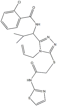 N-[1-(4-allyl-5-{[2-oxo-2-(1,3-thiazol-2-ylamino)ethyl]sulfanyl}-4H-1,2,4-triazol-3-yl)-2-methylpropyl]-2-chlorobenzamide Structure