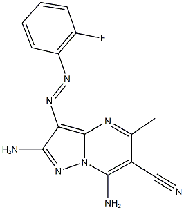 2,7-diamino-3-[(2-fluorophenyl)diazenyl]-5-methylpyrazolo[1,5-a]pyrimidine-6-carbonitrile Structure