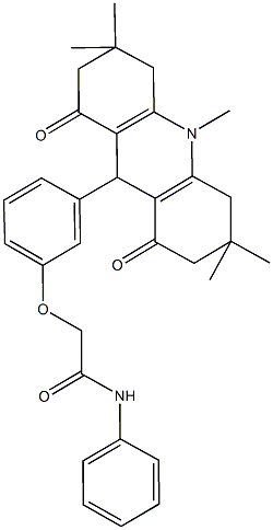 2-[3-(3,3,6,6,10-pentamethyl-1,8-dioxo-1,2,3,4,5,6,7,8,9,10-decahydro-9-acridinyl)phenoxy]-N-phenylacetamide Structure