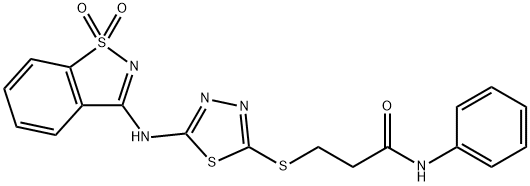 723750-53-6 3-({5-[(1,1-dioxido-1,2-benzisothiazol-3-yl)amino]-1,3,4-thiadiazol-2-yl}sulfanyl)-N-phenylpropanamide