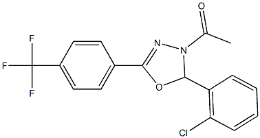 3-acetyl-2-(2-chlorophenyl)-5-[4-(trifluoromethyl)phenyl]-2,3-dihydro-1,3,4-oxadiazole Structure