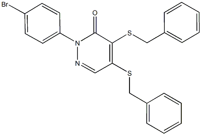 4,5-bis(benzylsulfanyl)-2-(4-bromophenyl)-3(2H)-pyridazinone Structure