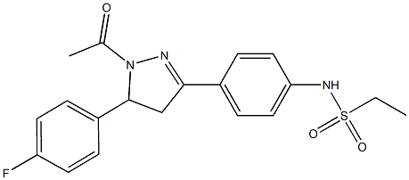 N-{4-[1-acetyl-5-(4-fluorophenyl)-4,5-dihydro-1H-pyrazol-3-yl]phenyl}ethanesulfonamide Structure