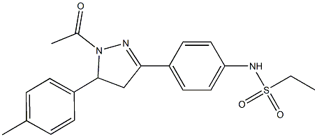 N-{4-[1-acetyl-5-(4-methylphenyl)-4,5-dihydro-1H-pyrazol-3-yl]phenyl}ethanesulfonamide Struktur