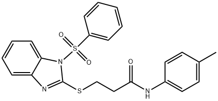 N-(4-methylphenyl)-3-{[1-(phenylsulfonyl)-1H-benzimidazol-2-yl]sulfanyl}propanamide,724439-18-3,结构式
