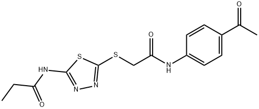 N-(5-{[2-(4-acetylanilino)-2-oxoethyl]sulfanyl}-1,3,4-thiadiazol-2-yl)propanamide|