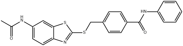 4-({[6-(acetylamino)-1,3-benzothiazol-2-yl]thio}methyl)-N-phenylbenzamide Structure