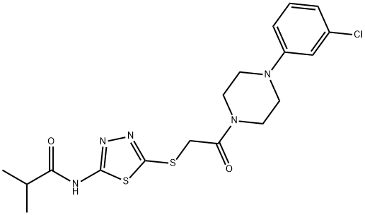 N-[5-({2-[4-(3-chlorophenyl)-1-piperazinyl]-2-oxoethyl}sulfanyl)-1,3,4-thiadiazol-2-yl]-2-methylpropanamide,724453-76-3,结构式