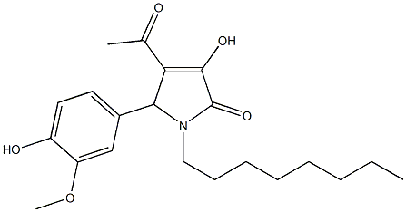4-acetyl-3-hydroxy-5-(4-hydroxy-3-methoxyphenyl)-1-octyl-1,5-dihydro-2H-pyrrol-2-one,724454-57-3,结构式