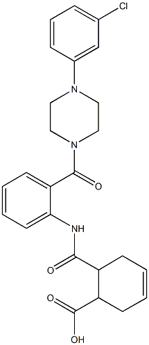 6-[(2-{[4-(3-chlorophenyl)-1-piperazinyl]carbonyl}anilino)carbonyl]-3-cyclohexene-1-carboxylicacid Structure