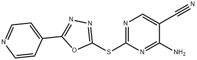 4-amino-2-{[5-(4-pyridinyl)-1,3,4-oxadiazol-2-yl]sulfanyl}-5-pyrimidinecarbonitrile,724702-90-3,结构式